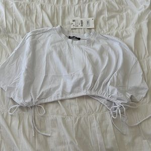 White cropped tie zara tee